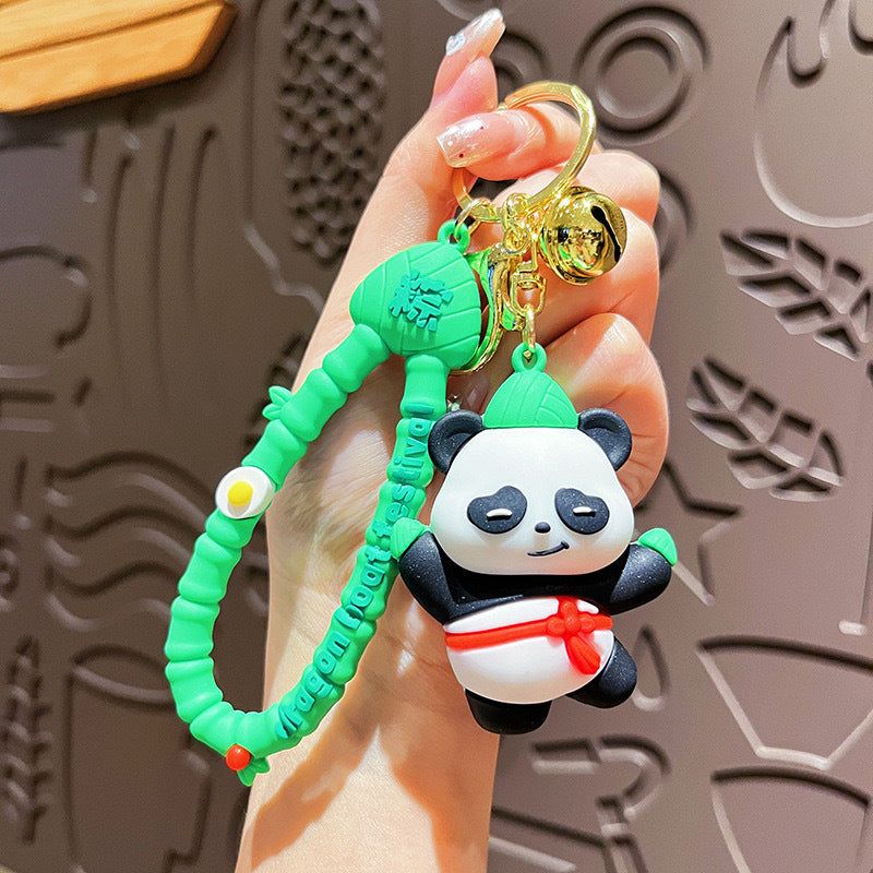 Wholesale Giant Panda Holding Bamboo Keychain